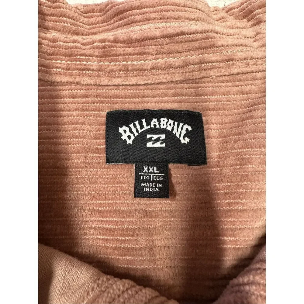 NWT Billabong Bong Days Corduroy Shirt Jacket Rosewood Button Up Surf Skate XXL